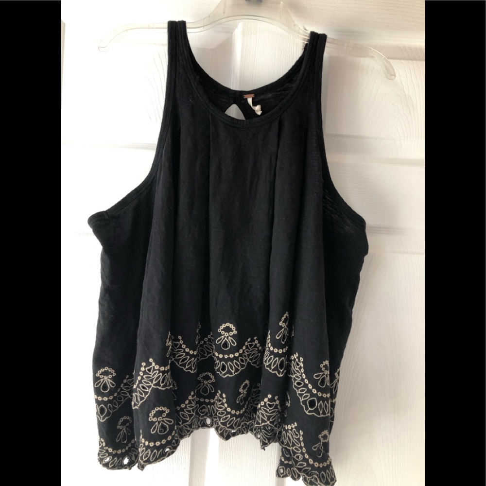 Free People Halter Style Black Top Size LARGE